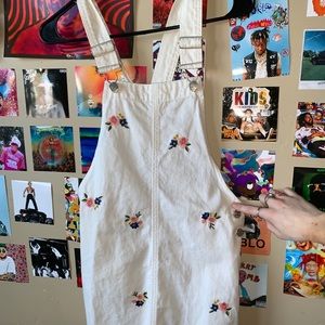 White Flower Overall Dress